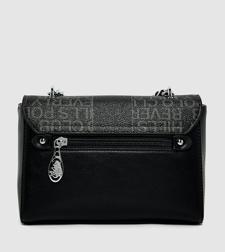 Logo Patterned Flap Crossbody Bag