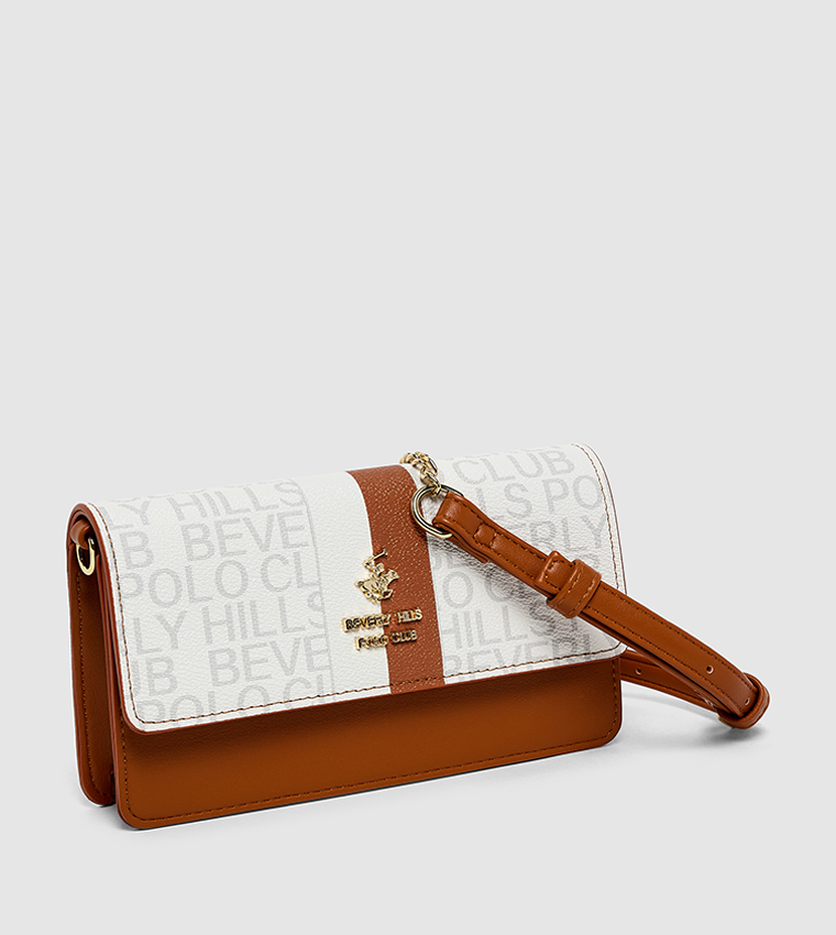 Logo Patterned Flap Crossbody Bag