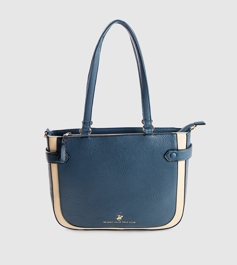 Textured Contrast Trim Tote Bag