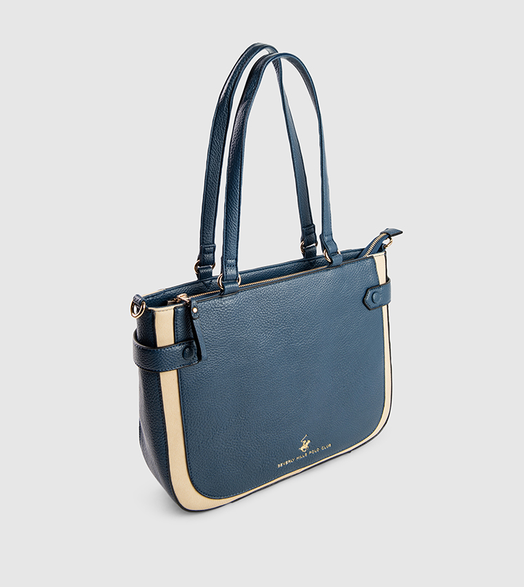 Textured Contrast Trim Tote Bag