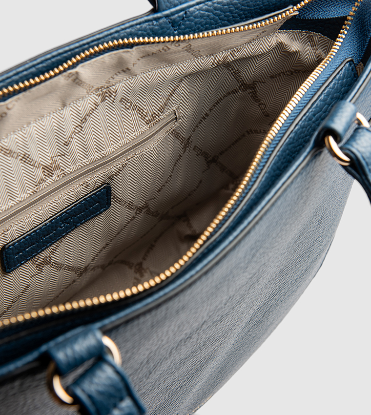 Textured Contrast Trim Tote Bag