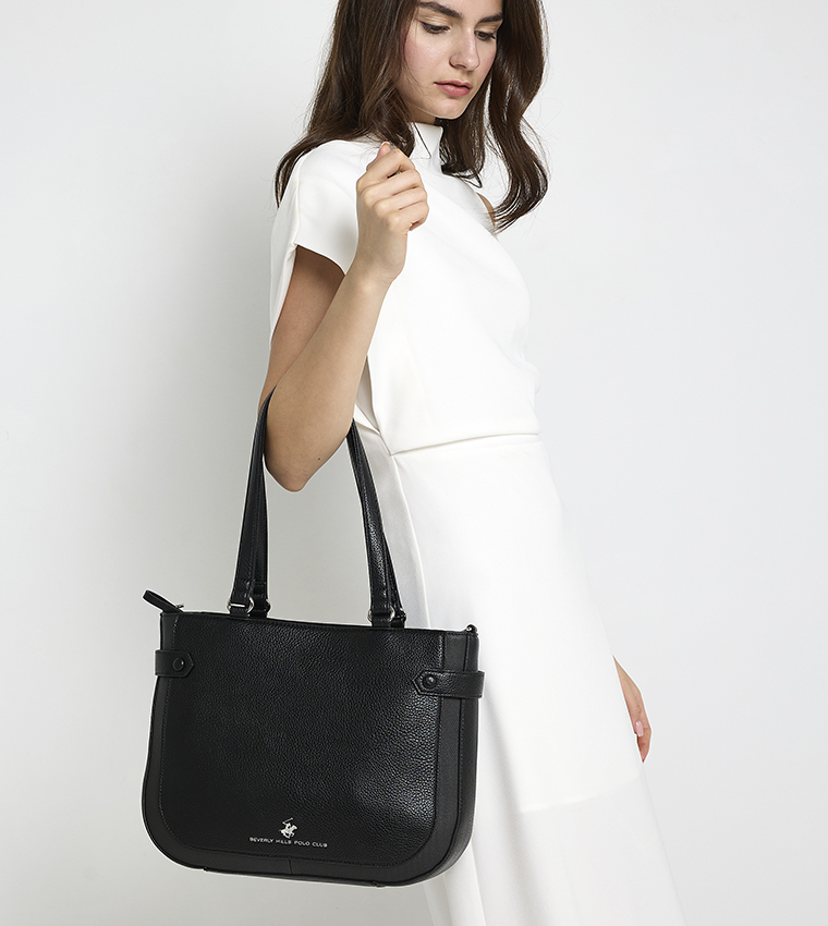 Textured Zippered Shoulder Bag