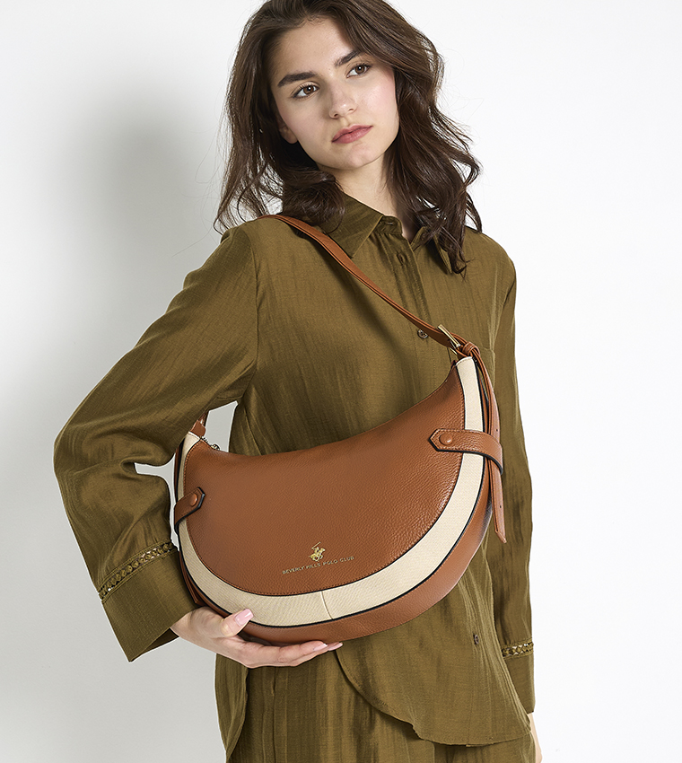 Logo Detail Zippered Shoulder Bag