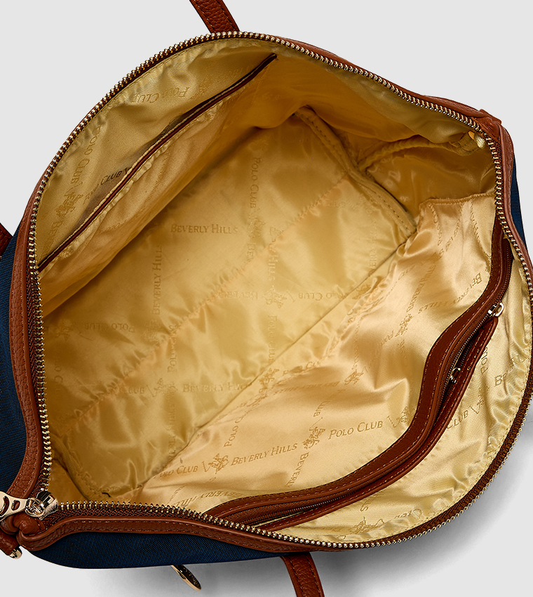 Logo Embroidered Zippered Shoulder Bag