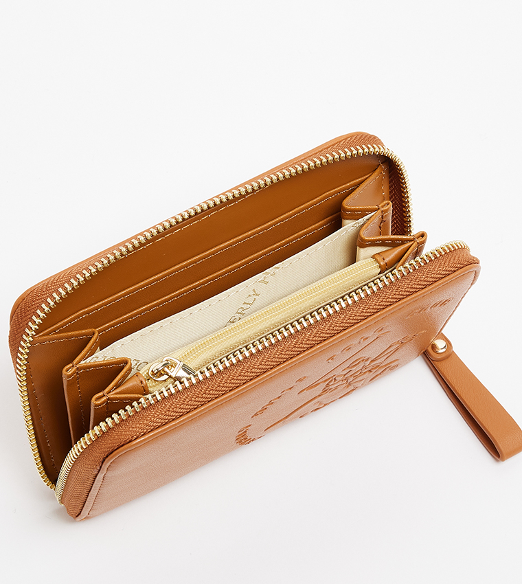 Logo Embossed Zip-Around Wallet