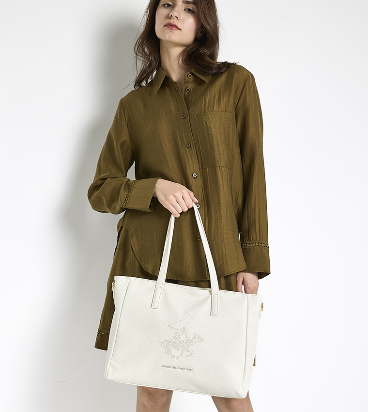 Embellished Zippered Tote Bag