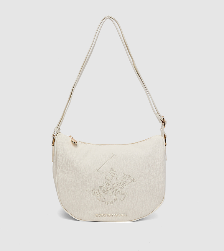 Embellished Zippered Shoulder Bag