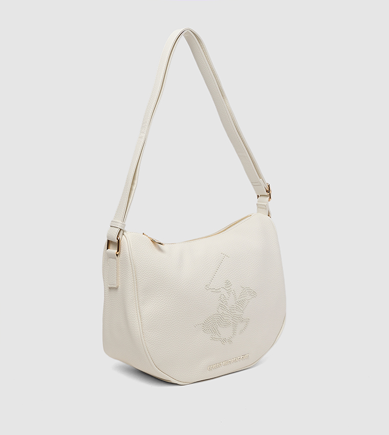 Embellished Zippered Shoulder Bag