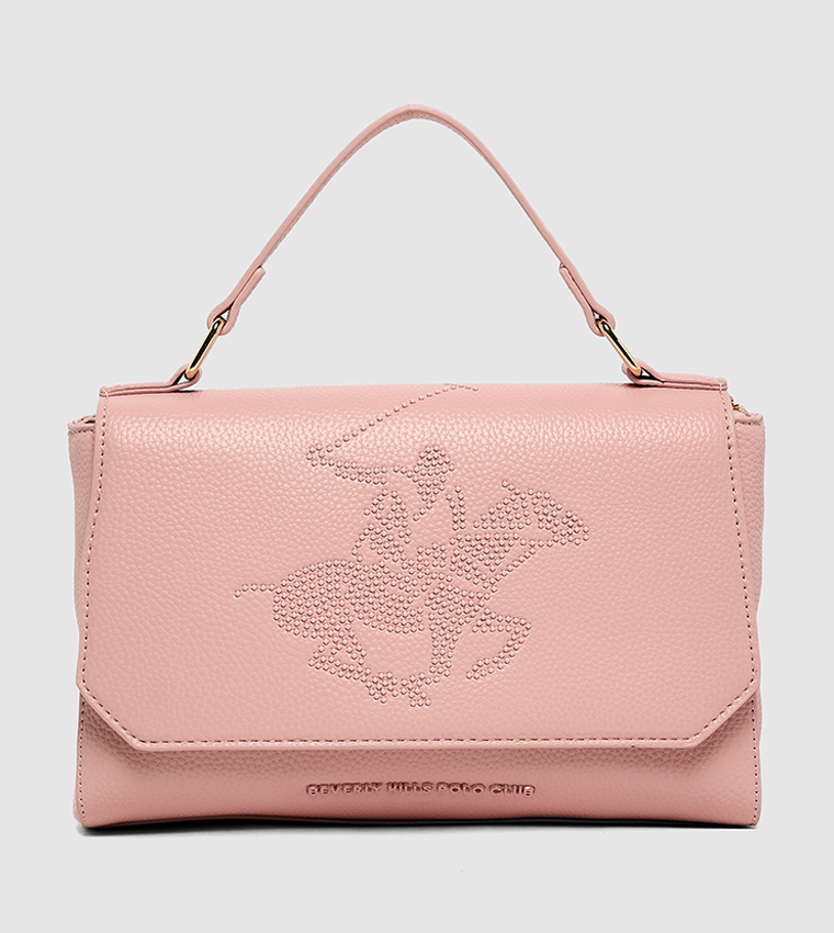 Embellished Flap Top Handle Bag