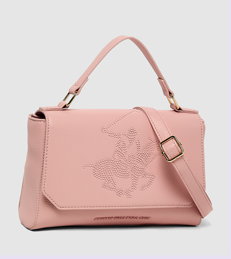Embellished Flap Top Handle Bag