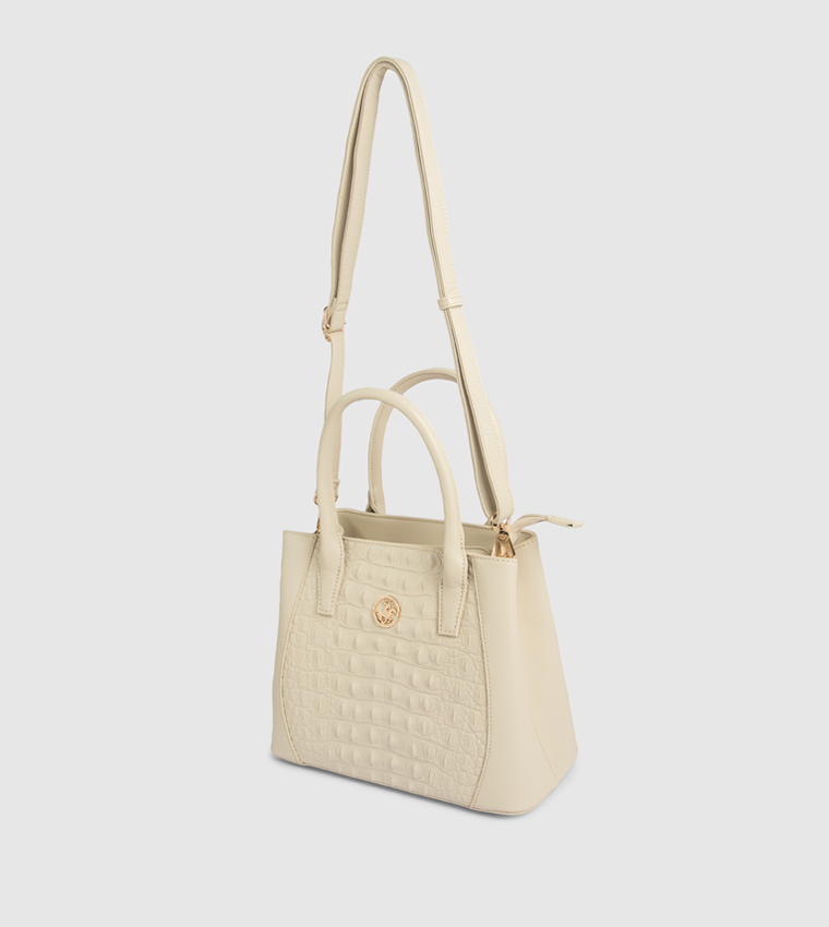 Textured Zippered Mini Tote Bag