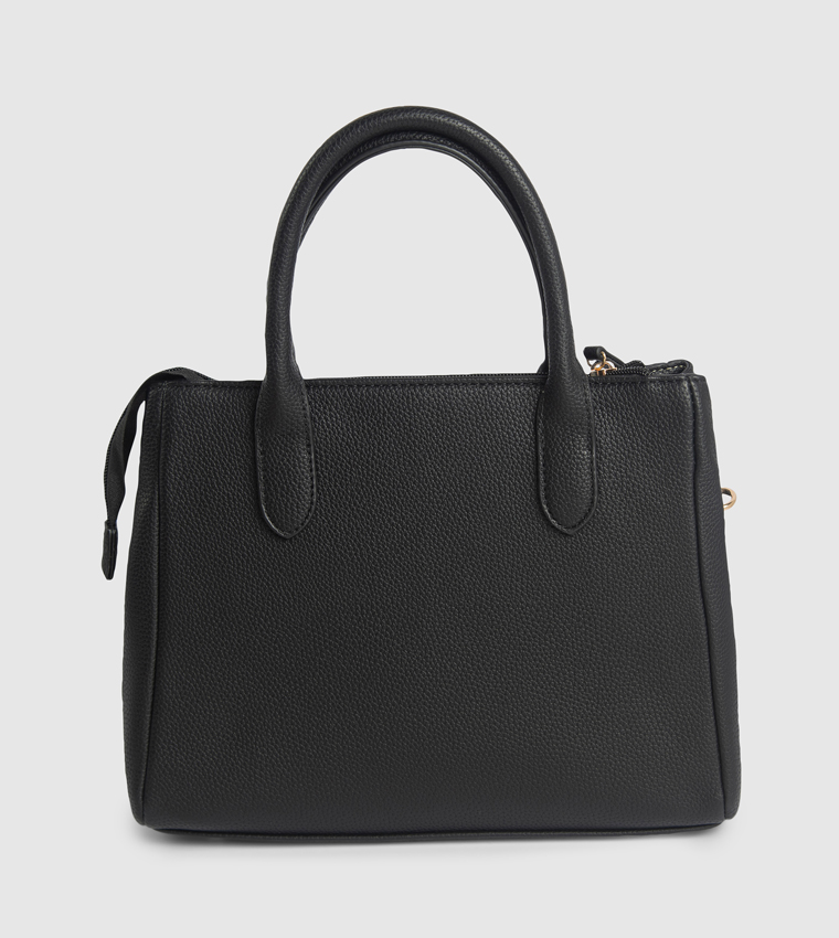 Textured Zippered Mini Satchel Bag