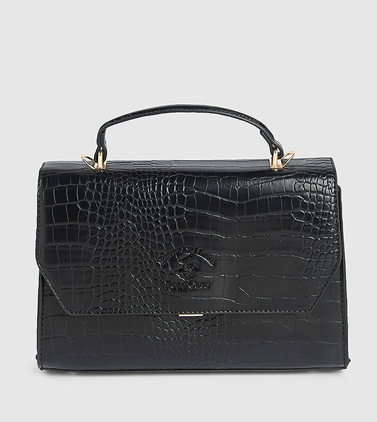 Textured Flap Top Handle Bag