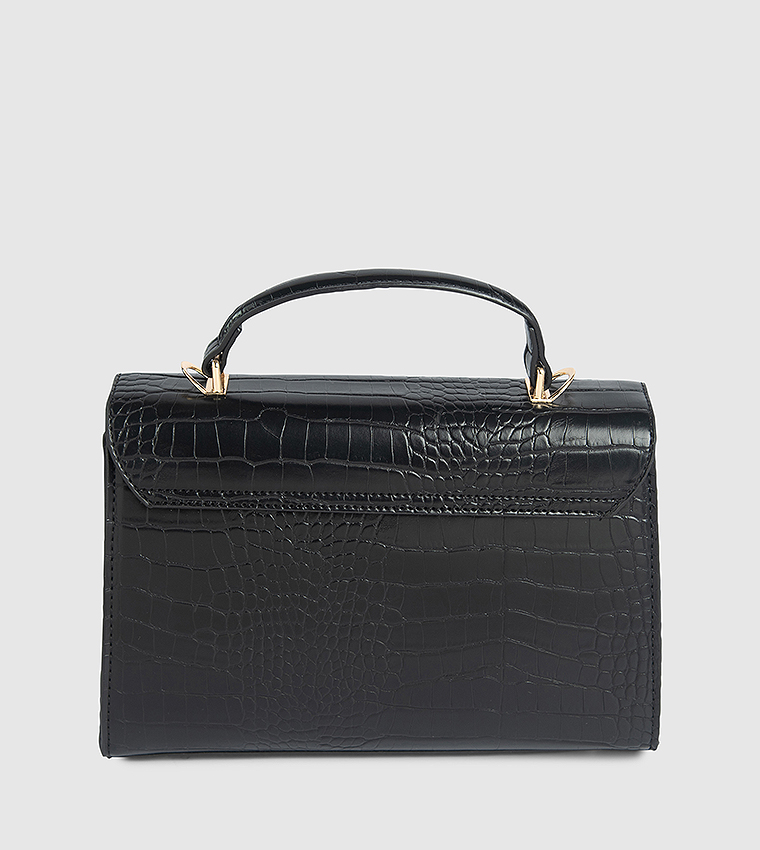 Textured Flap Top Handle Bag