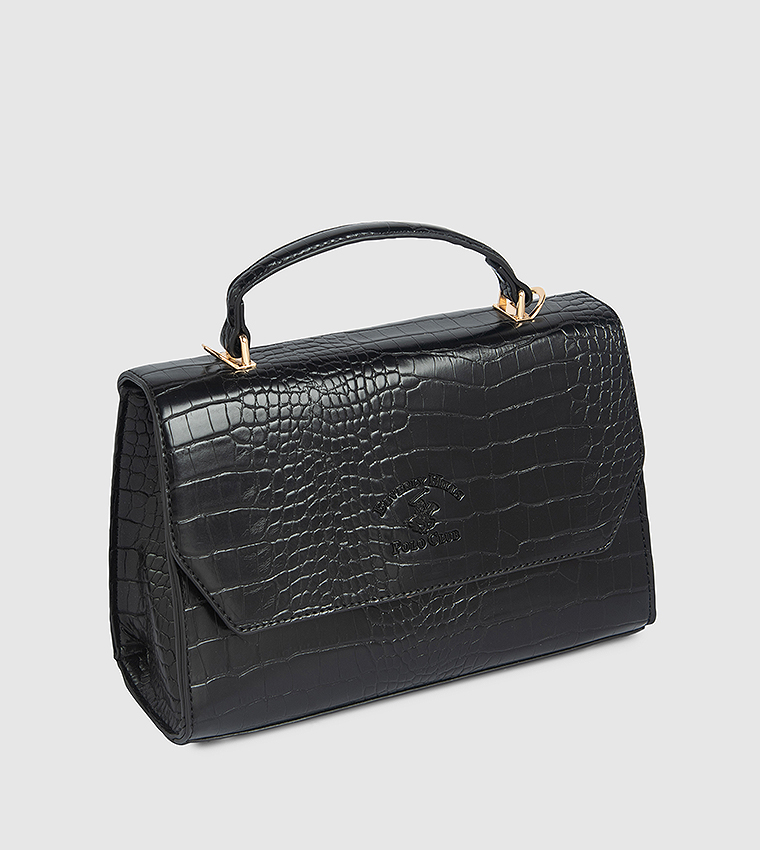 Textured Flap Top Handle Bag