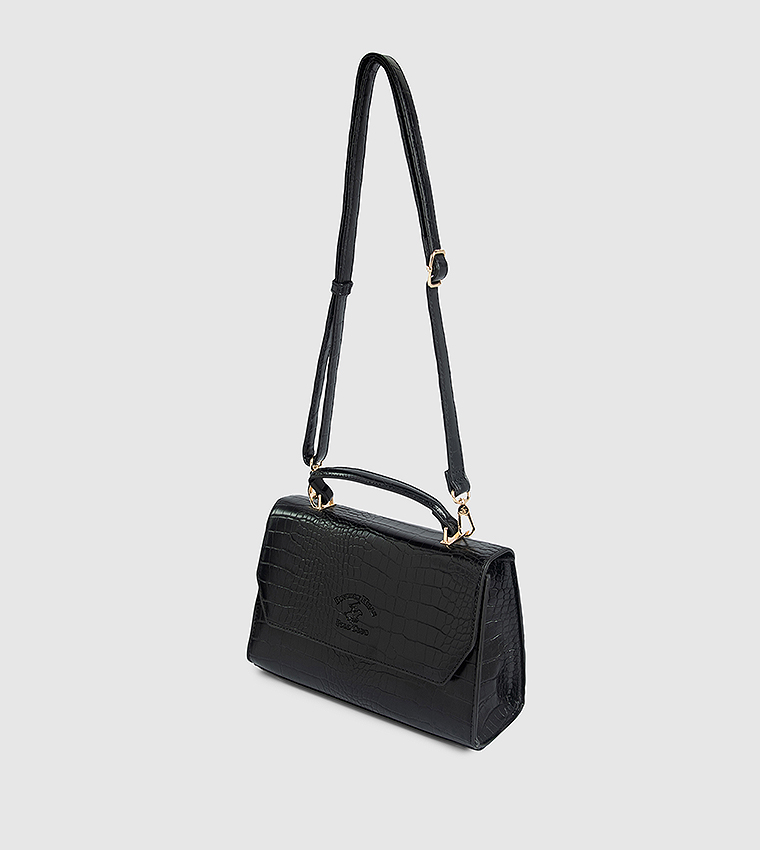 Textured Flap Top Handle Bag
