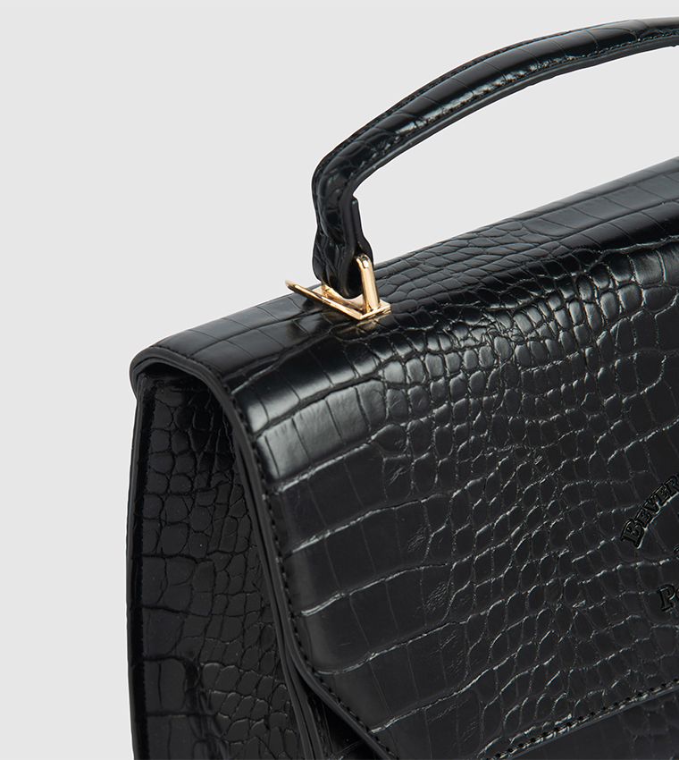 Textured Flap Top Handle Bag