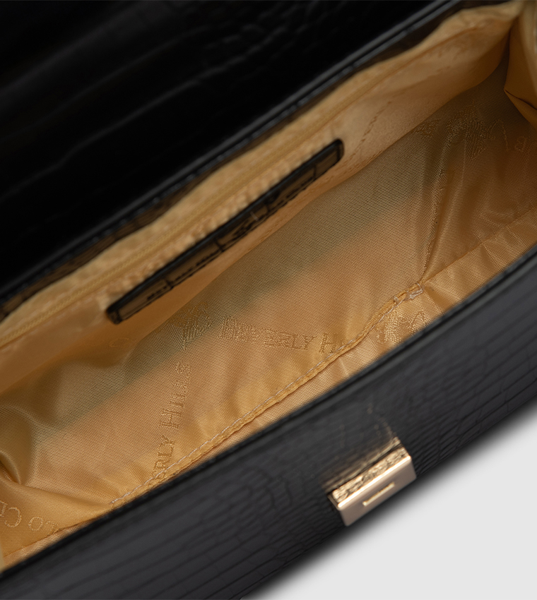Textured Flap Top Handle Bag