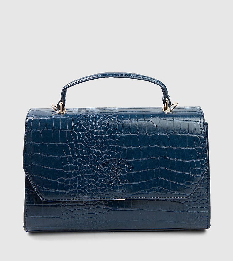 Textured Flap Top Handle Bag