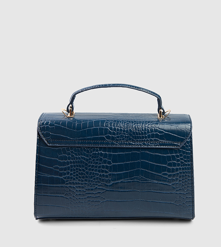 Textured Flap Top Handle Bag