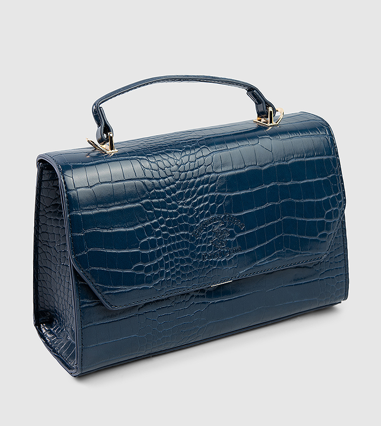 Textured Flap Top Handle Bag