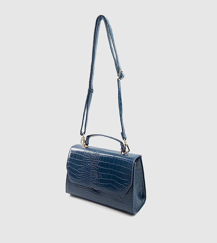 Textured Flap Top Handle Bag