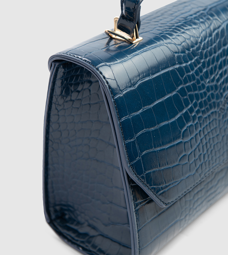 Textured Flap Top Handle Bag