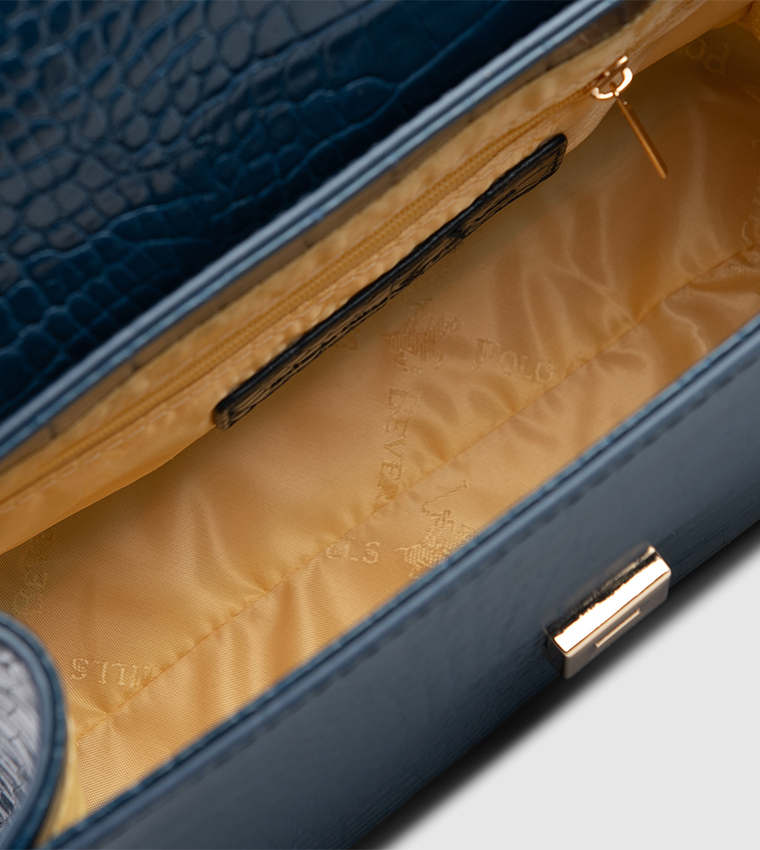 Textured Flap Top Handle Bag