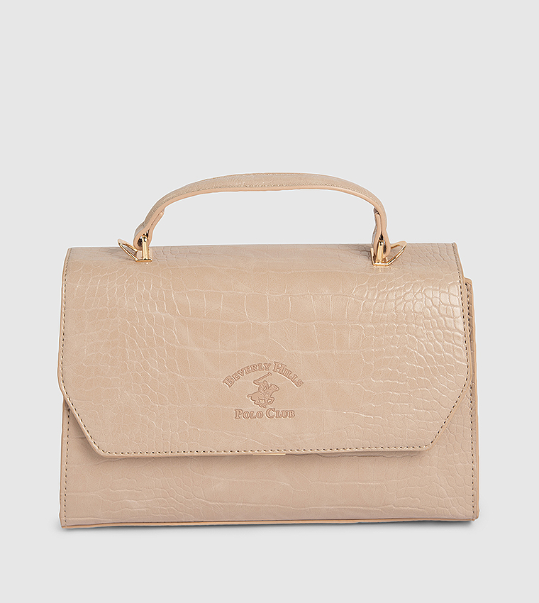 Textured Flap Top Handle Bag