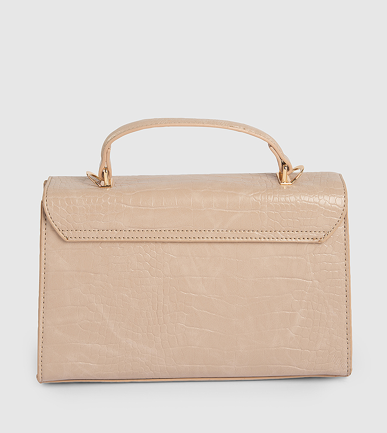 Textured Flap Top Handle Bag