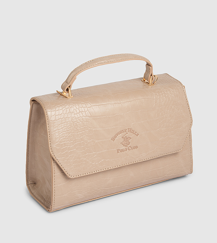 Textured Flap Top Handle Bag