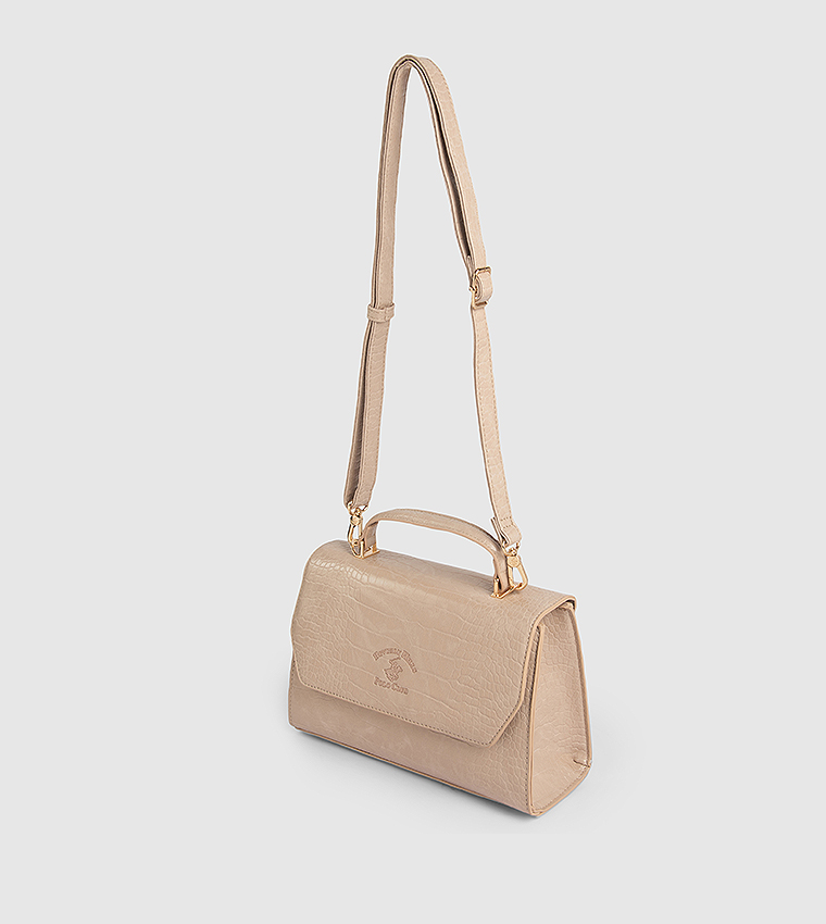 Textured Flap Top Handle Bag