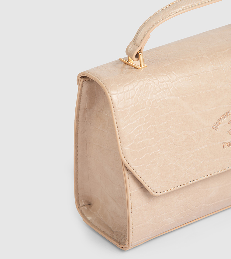 Textured Flap Top Handle Bag