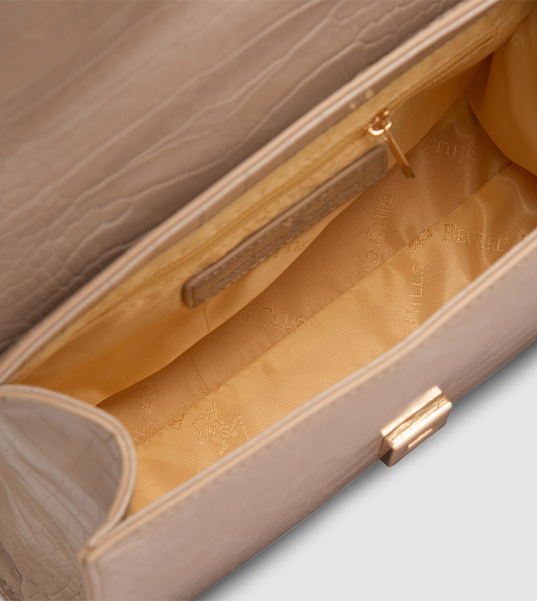 Textured Flap Top Handle Bag