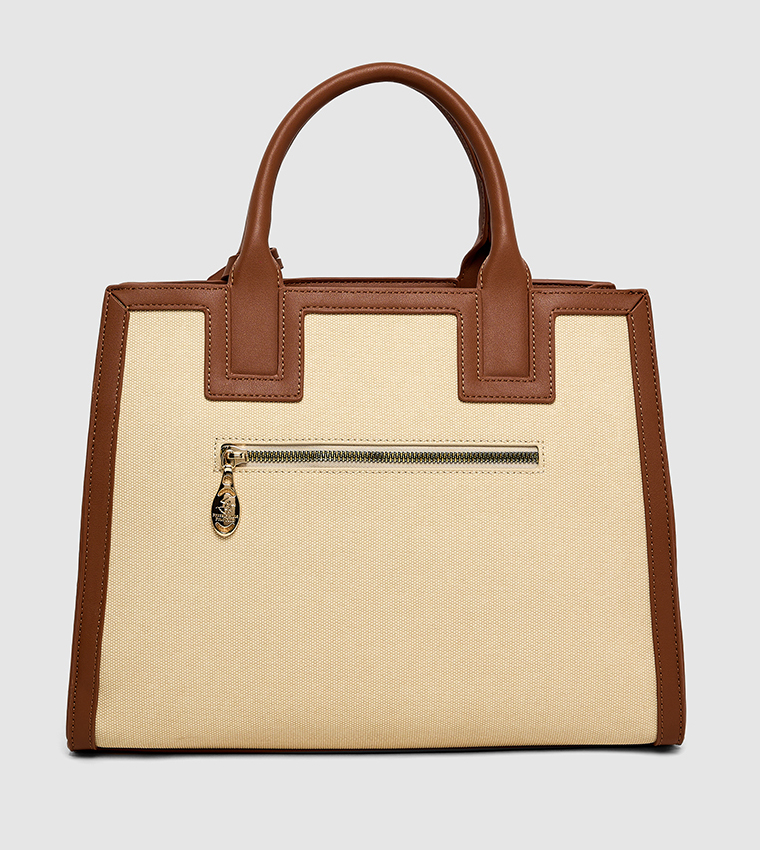 Color Block Zippered Mini Satchel Bag