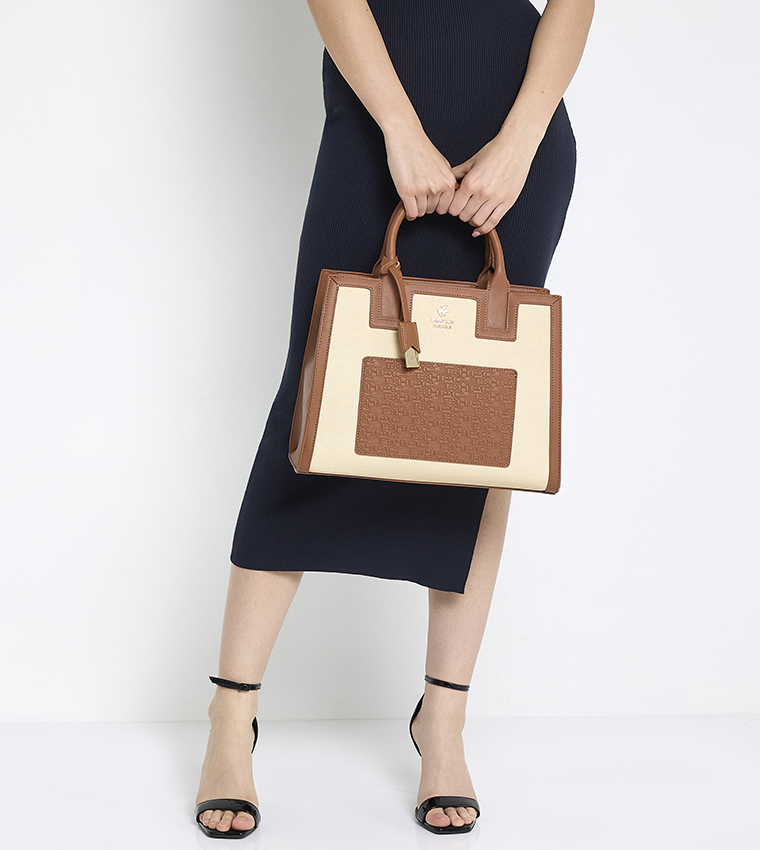 Color Block Zippered Mini Satchel Bag