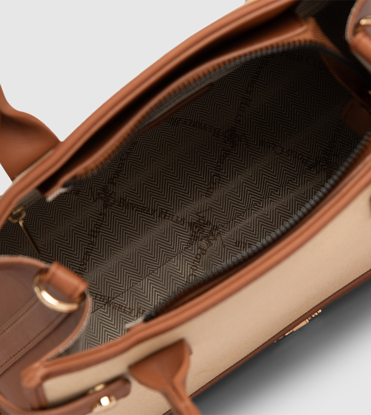 Contrast Trim Satchel Bag