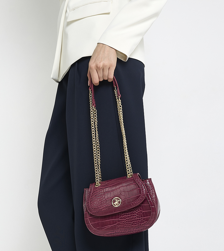 Croc Textured Convertible Crossbody Bag