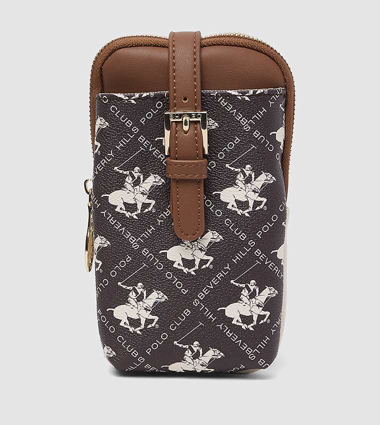 Logo Patterned Phone Crossbody Bag