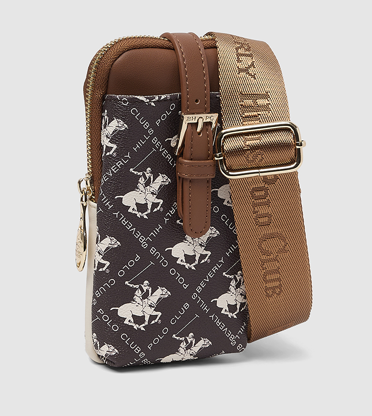 Logo Patterned Phone Crossbody Bag
