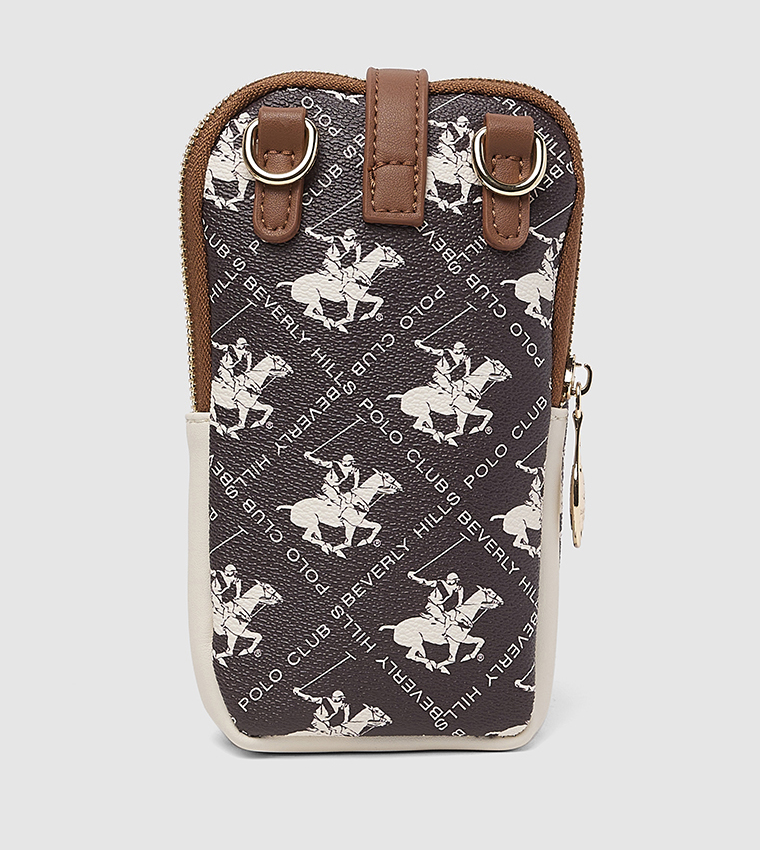 Logo Patterned Phone Crossbody Bag
