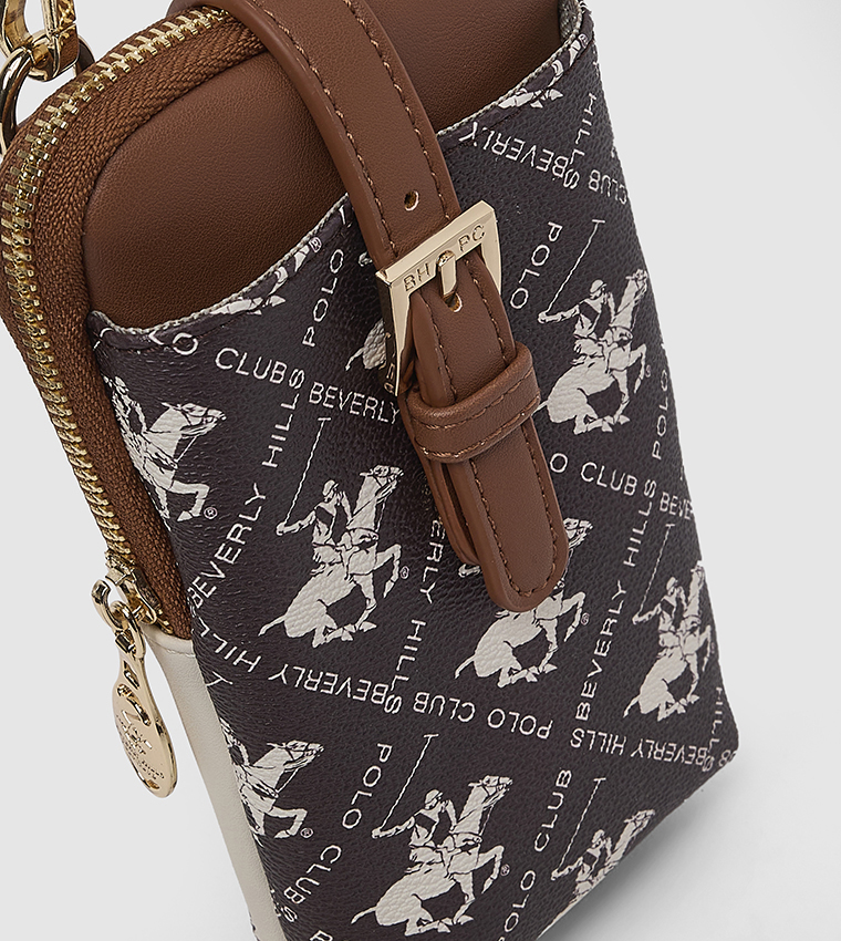 Logo Patterned Phone Crossbody Bag