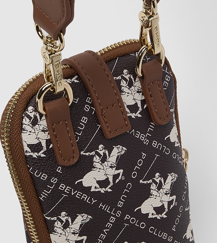 Logo Patterned Phone Crossbody Bag