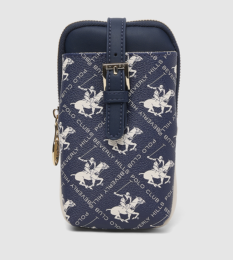 Logo Patterned Phone Crossbody Bag