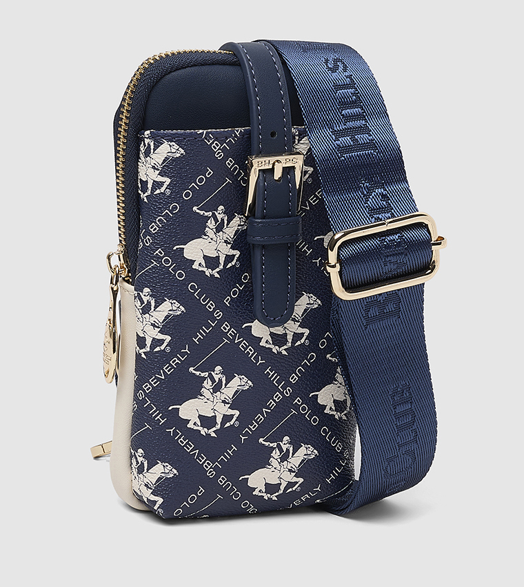 Logo Patterned Phone Crossbody Bag