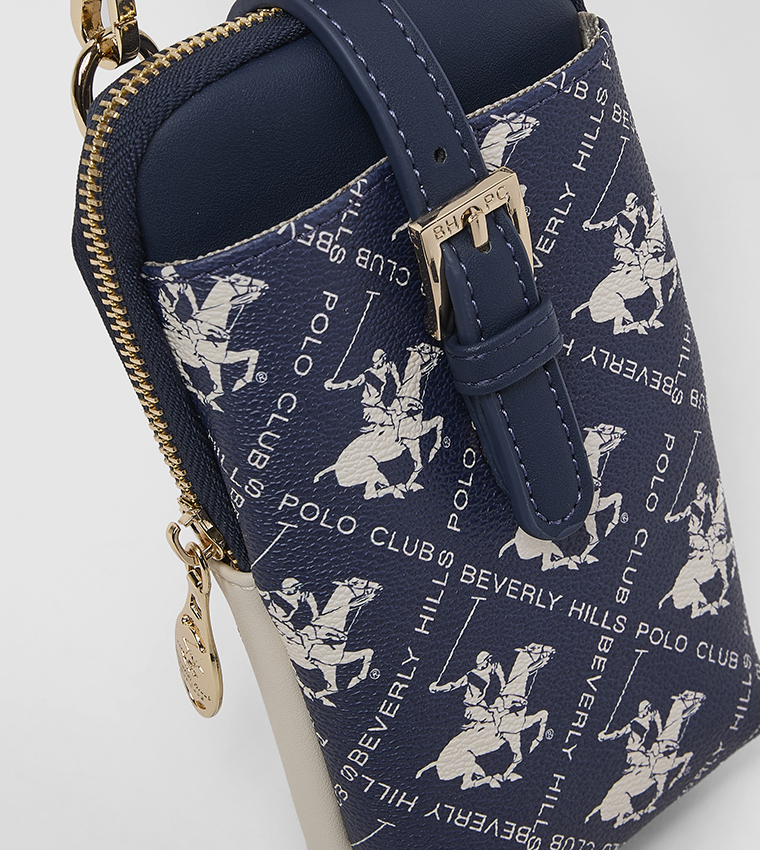 Logo Patterned Phone Crossbody Bag