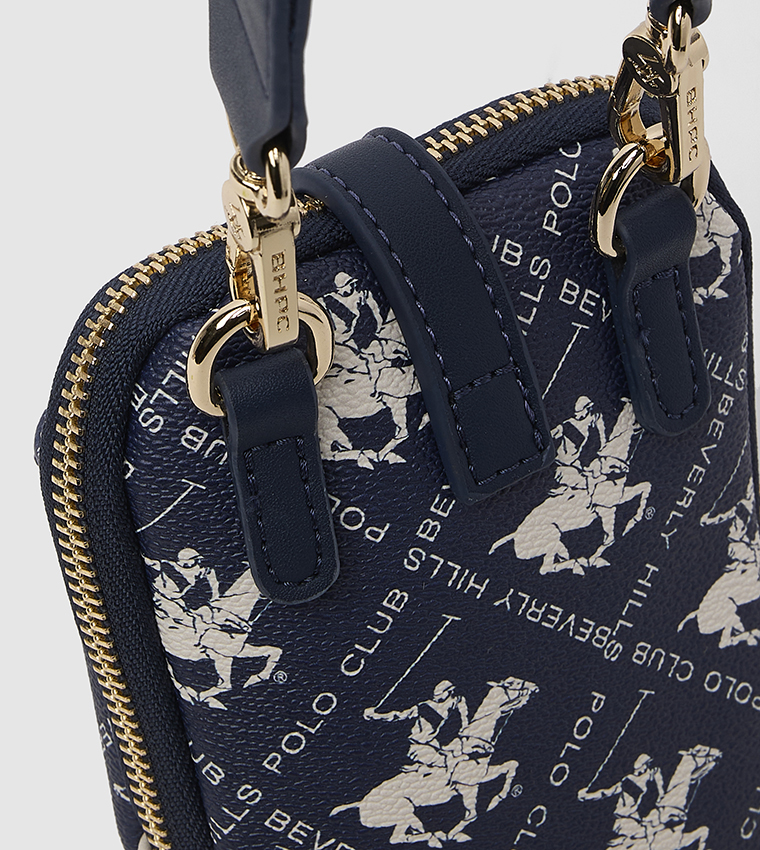 Logo Patterned Phone Crossbody Bag