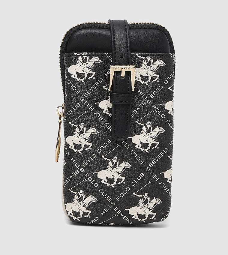 Logo Patterned Phone Crossbody Bag