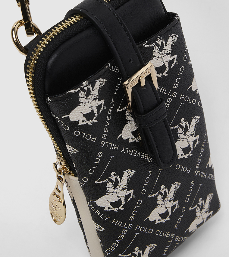Logo Patterned Phone Crossbody Bag