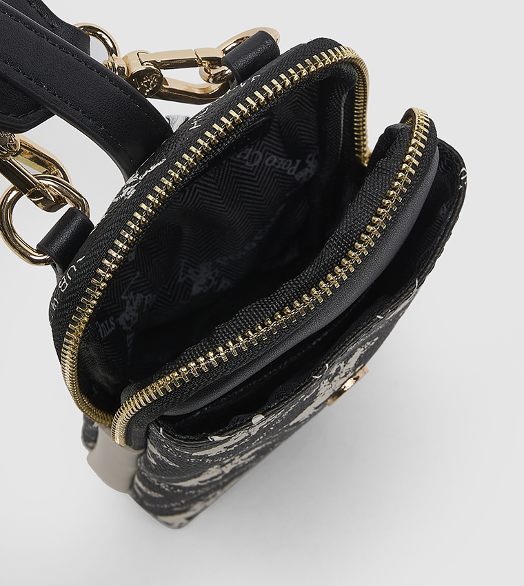 Logo Patterned Phone Crossbody Bag